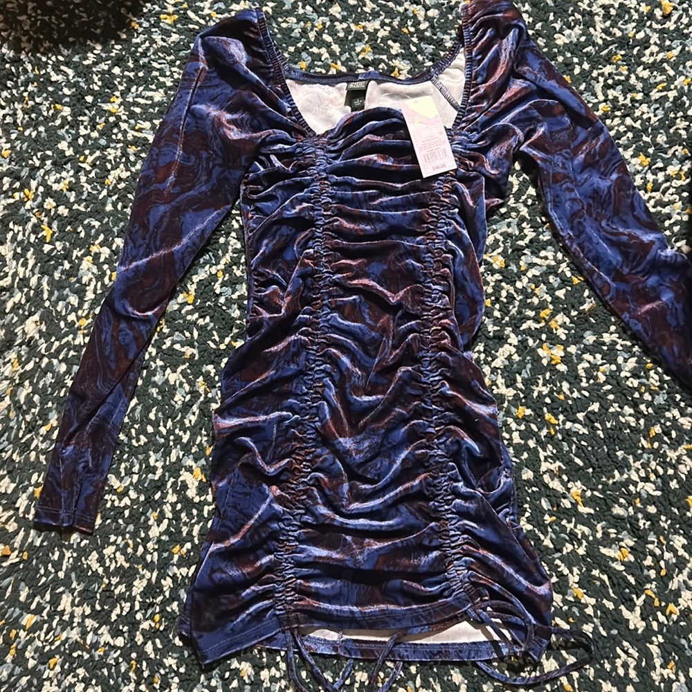 Blue and purple cinch dress